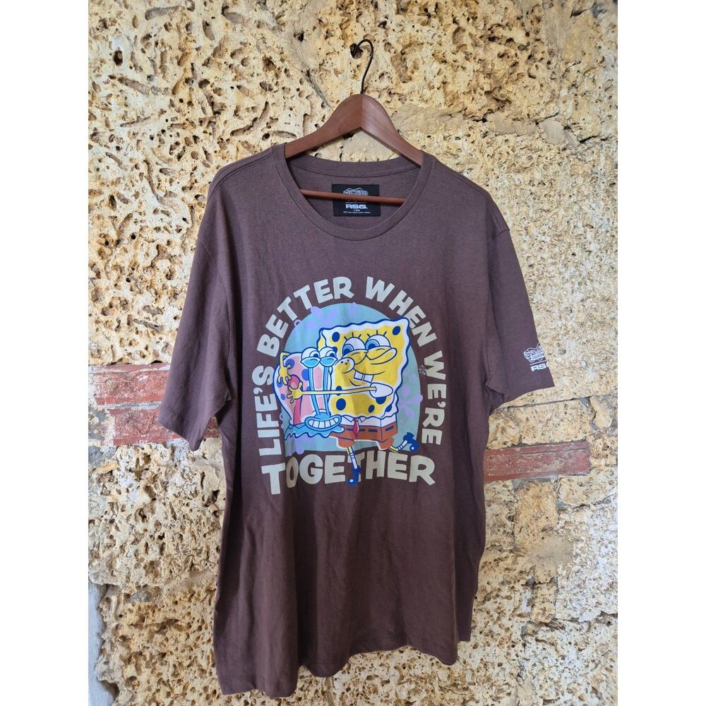 SpongeBob SquarePants Patrick RSQ T Shirt Mens XL Life's Better Together Brown